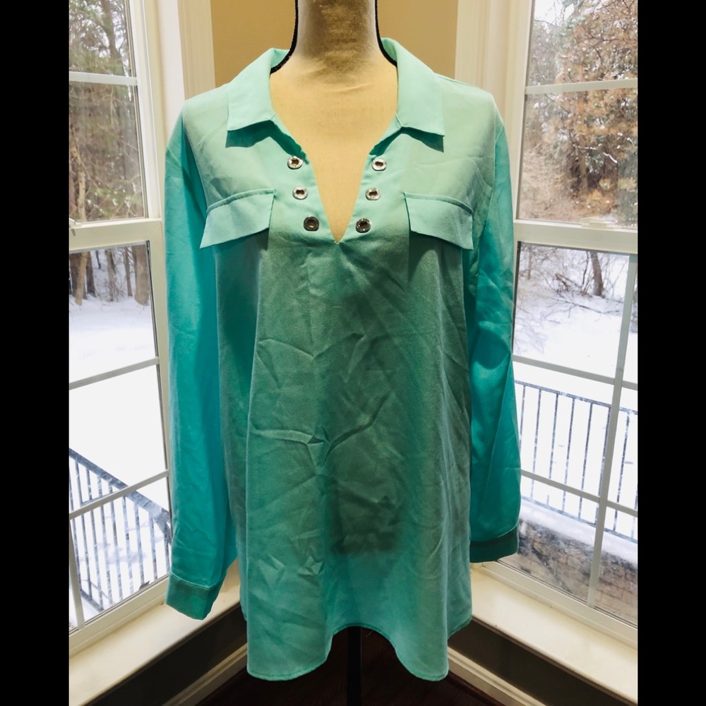 NWOT Calvin Klein Sea Green Blouse